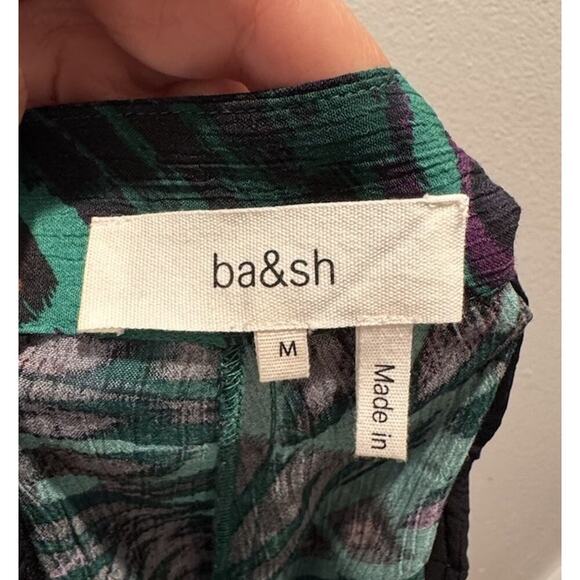 Ba&Sh Pants Women’s Size Medium Lady Green Print Wide Leg Colorful Resort Boho - Picture 9 of 11